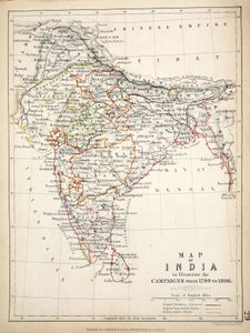 India térképe, kiadó: William Blackwood and Sons, Edinburgh és London, 1848 (kézzel színezett metszet)